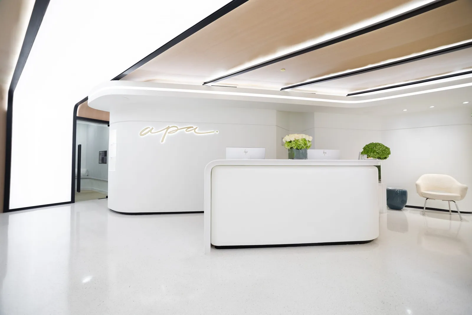 The reception at Apa Aesthetic, 9400 Brighton Way, Beverly Hills